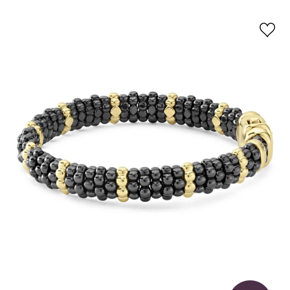 Lagos Black Ceramic and 18k Gold Beaded Bracelet - Picture 3 of 7